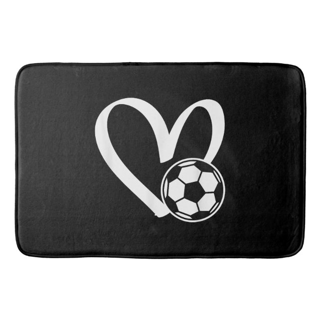 Soccer Ball Heart Bath Mat (Front)