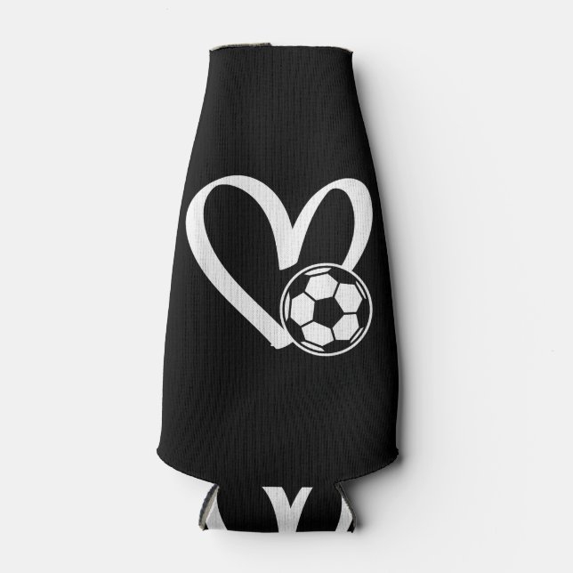 Soccer Ball Heart Bottle Cooler (Front)