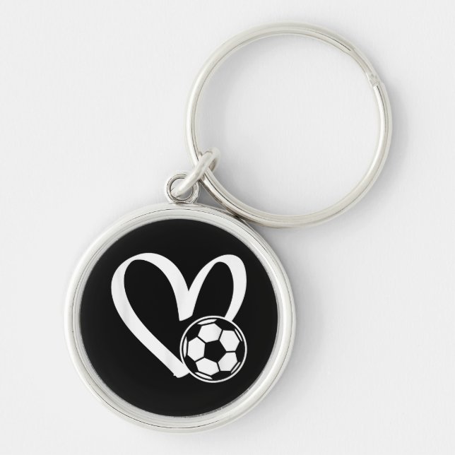 Soccer Ball Heart Key Ring (Front)