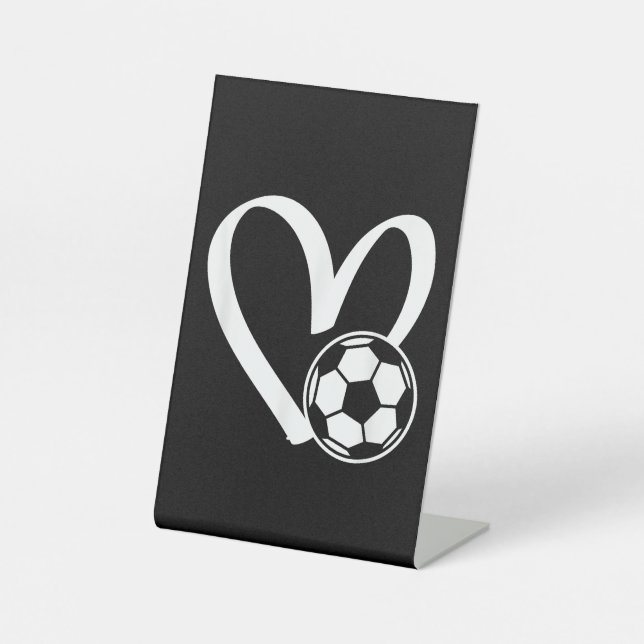 Soccer Ball Heart Pedestal Sign (Front)