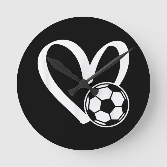 Soccer Ball Heart Round Clock (Front)