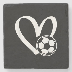 Soccer Ball Heart Stone Coaster