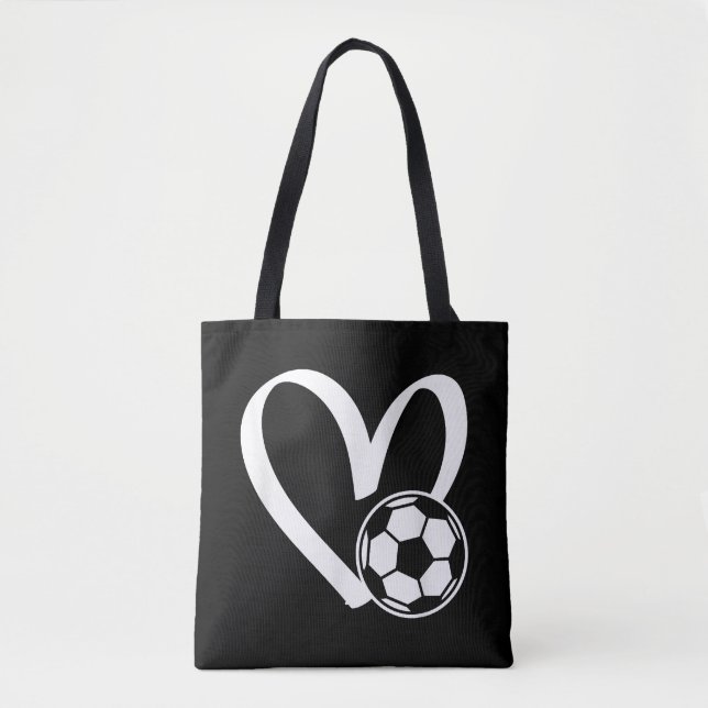 Soccer Ball Heart Tote Bag (Front)