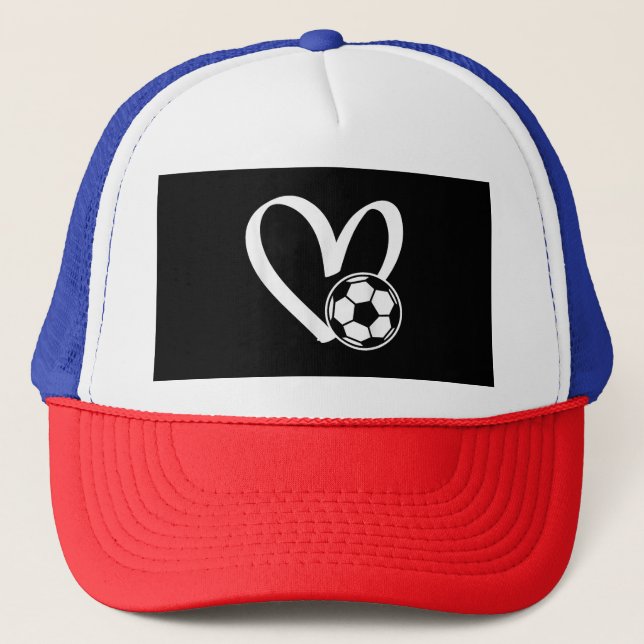Soccer Ball Heart Trucker Hat (Front)