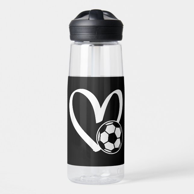 Soccer Ball Heart Water Bottle (Front)