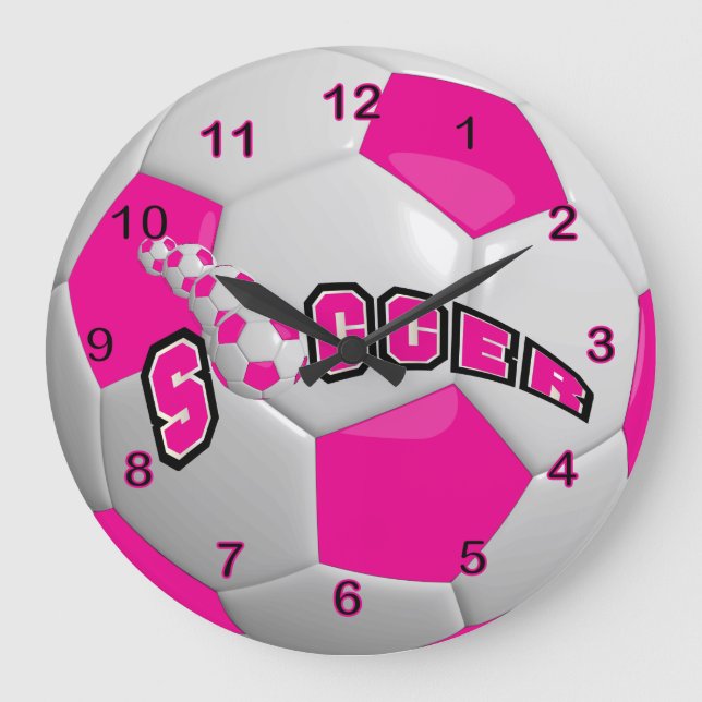 Soccer Ball | Hot Pink Large Clock (Front)