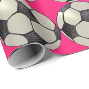 Soccer Ball / Hot Pink Wrapping Paper