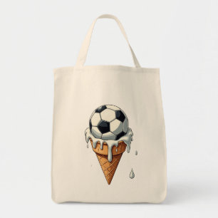 Soccer ball in an ice cream cone tote bag