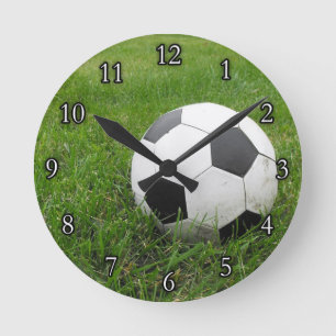 Soccer Ball in Grass Round Clock