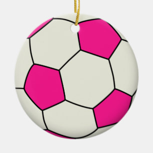 Soccer Ball in Pink Ceramic Tree Decoration