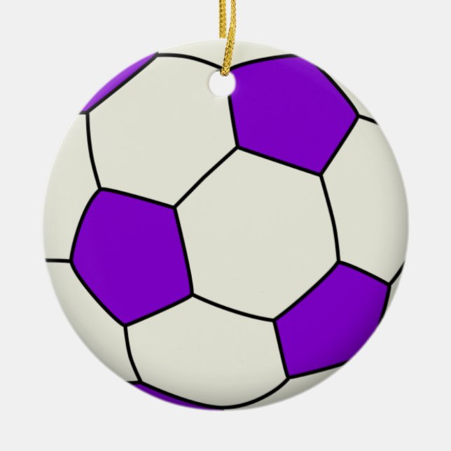 Soccer Ball in Purple Ceramic Tree Decoration (Front)