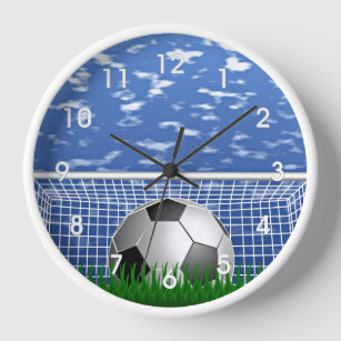 Soccer ball in the net, popular design, clock