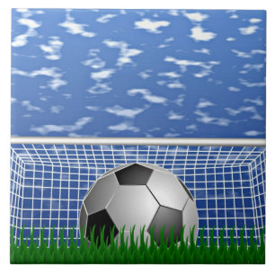 Soccer ball in the net tile