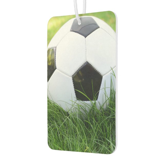 Soccer Ball in the Summer Grass Car Air Freshener (Left)