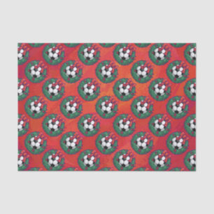 Soccer Ball in Wreath Pattern on Red Tissue Paper