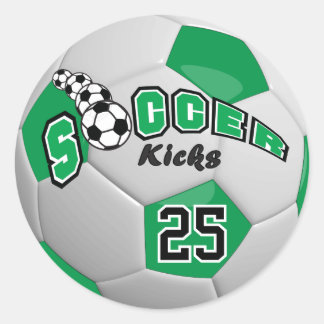Soccer Ball Kicks | Green Classic Round Sticker