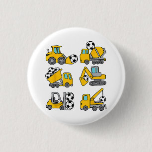 Soccer Ball Kids Football Construction Trucks 3 Cm Round Badge