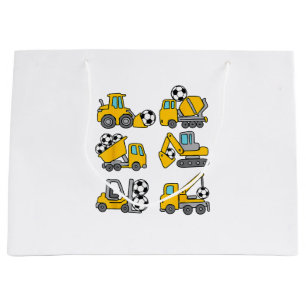 Soccer Ball Kids Football Construction Trucks Large Gift Bag