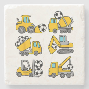 Soccer Ball Kids Football Construction Trucks Stone Coaster