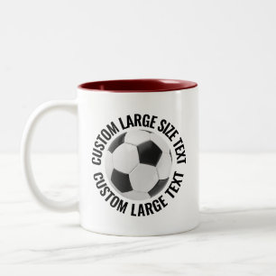 Soccer Ball & Large Text MAROON 11oz Custom Two-Tone Coffee Mug
