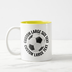 Soccer Ball & Large Text YELLOW 11oz Custom Two-Tone Coffee Mug