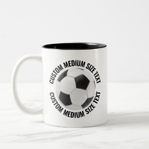 Soccer Ball & Medium Text BLACK 11oz Custom Two-Tone Coffee Mug