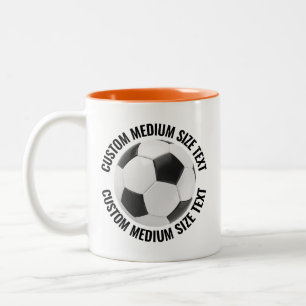 Soccer Ball & Medium Text ORANGE 11oz Custom Two-Tone Coffee Mug