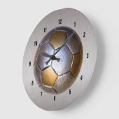 Soccer Ball Metallic Design Large Clock (Angle)