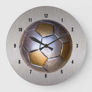 Soccer Ball Metallic Design Large Clock