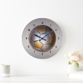 Soccer Ball Metallic Design Large Clock (Home)