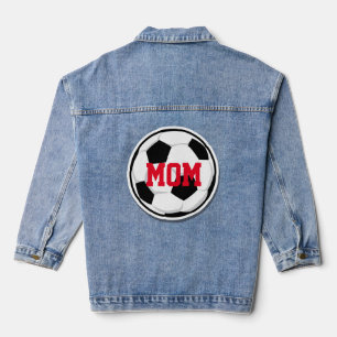 Soccer Ball MOM Sports Fan Team Spirit Fun Denim Jacket