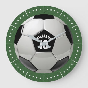 Soccer Ball Monogram Association Football Sports Large Clock