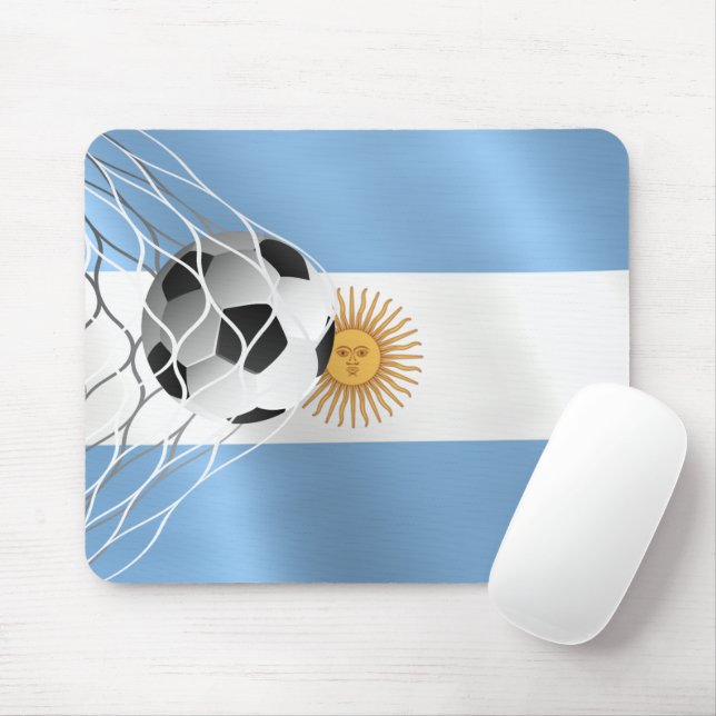 Soccer Ball On Argentina Flag Mouse Pad (With Mouse)