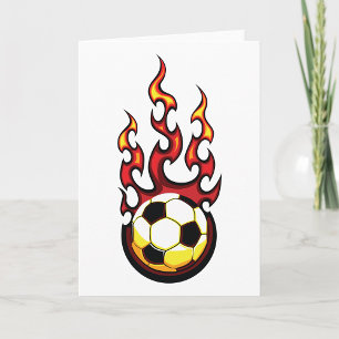 Soccer Ball On Fire Card