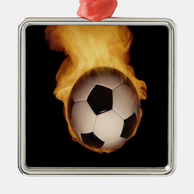 Soccer Ball on Fire Ornament (Front)