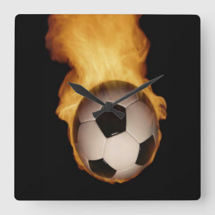 Soccer Ball on Fire Wall Clock