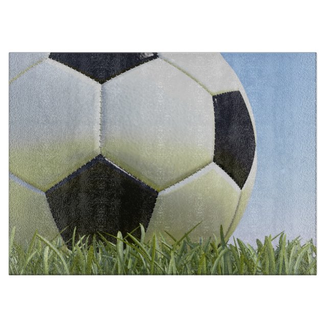 Soccer ball on grass. cutting board (Front)