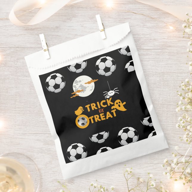 Soccer ball on halloween ghost spider trick treat  favour bags (Clipped)