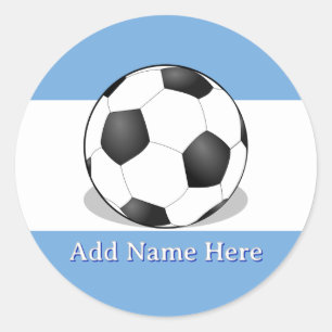 Soccer Ball on Light Blue and White Background Classic Round Sticker