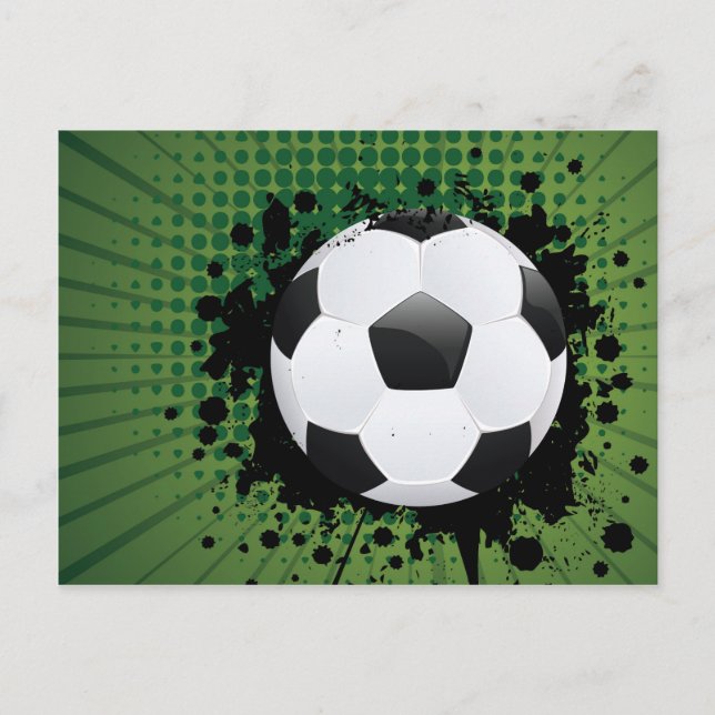 Soccer Ball on Rays Background Postcard (Front)