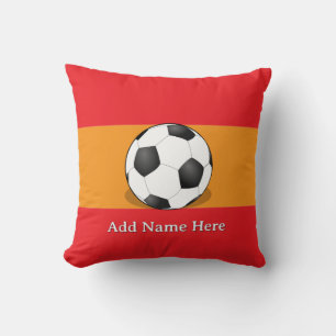 Soccer Ball on Red and Orange Background Cushion