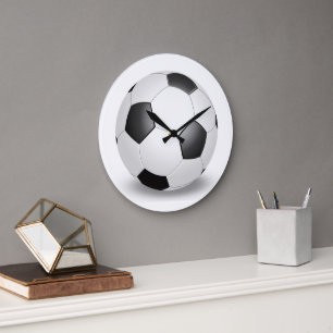 Soccer Ball on White Large Clock