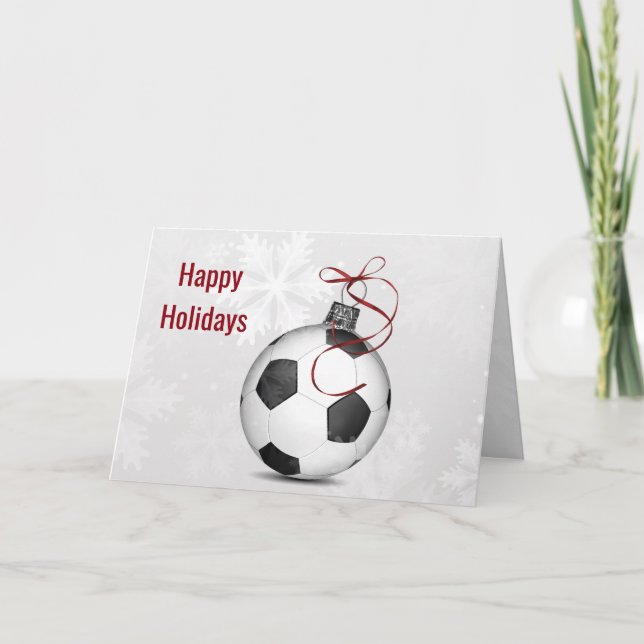 soccer ball ornament Holiday Greetings Card (Front)
