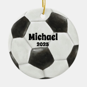 Soccer Ball Ornament, Ornament, Kids Sports Ceramic Tree Decoration