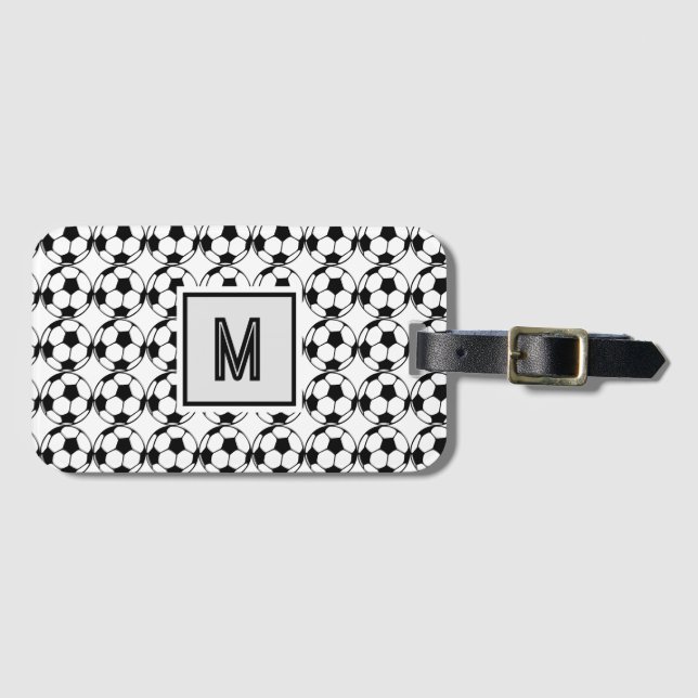 Soccer Ball pattern - add monogram Luggage Tag (Front Horizontal)