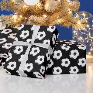 Soccer Ball Pattern black Wrapping Paper