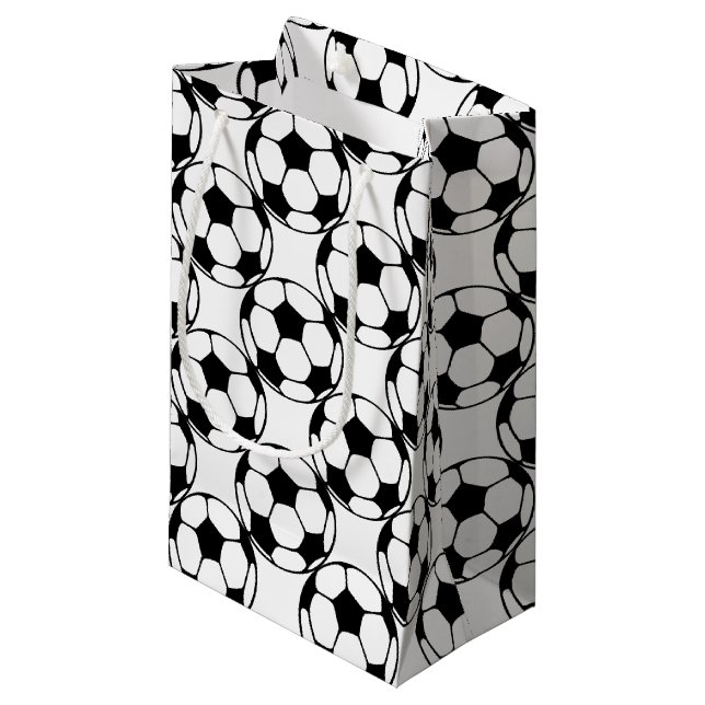 soccer ball pattern in black&white small gift bag (Front Angled)