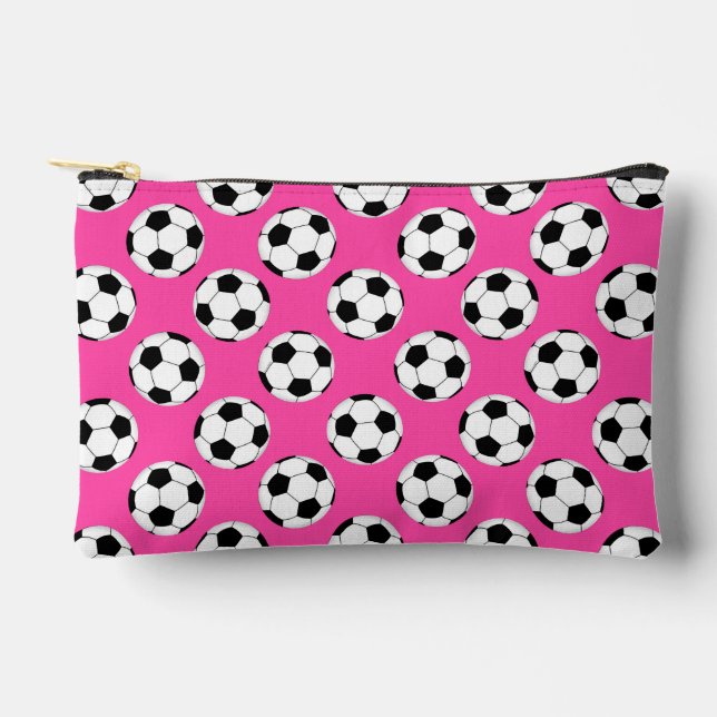 Soccer Ball Pattern Pink Accessory Pouch (Front)