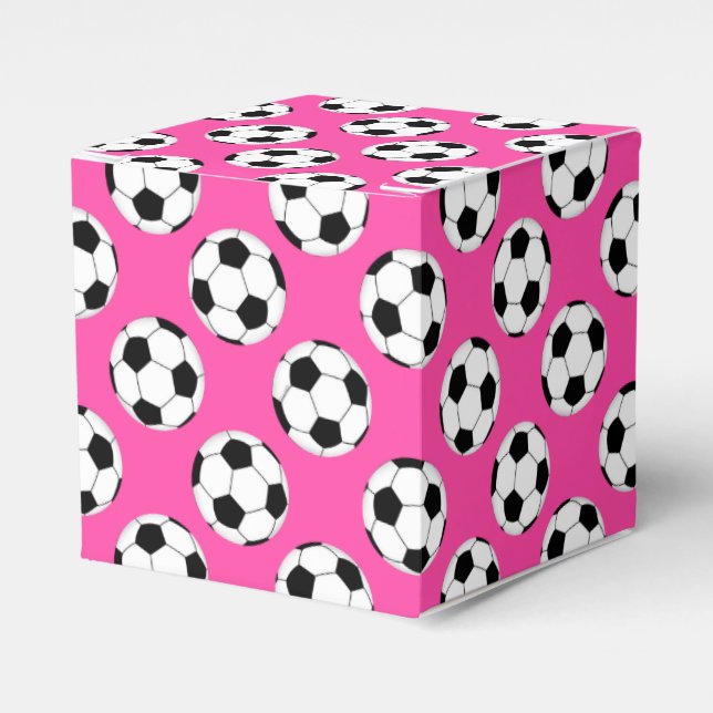 Soccer Ball Pattern Pink Favour Box (Front Side)