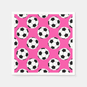 Soccer Ball Pattern Pink Napkin
